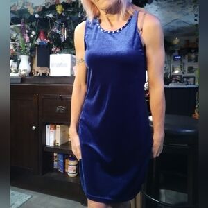 Royal Blue Velvet Embellished Dress